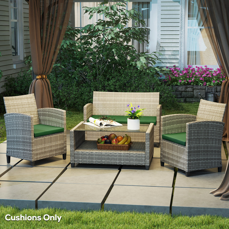 Green 3 Piece Garden Furniture Cushion Set for Rattan Chairs by Outsunny