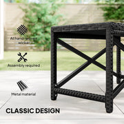 Rattan Garden Side Table with Sturdy Metal Frame for Outdoor Drinks and Snacks Black Outsunny