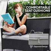 4pc Rattan Garden Furniture Conversation Set with Cushions and Tempered Glass Table for Outdoor Relaxing Outsunny