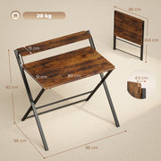Folding Desk with Upper Shelf for Small Spaces and Easy Storage Rustic Brown AOSOM