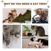 Cat Tree Tower With Jute Scratching Posts And Activity Centre For Large Cats 113cm Grey AOSOM
