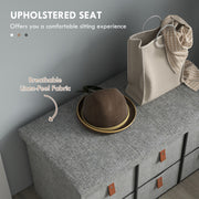 Shoe Storage Bench with Cushioned Seat and 6 Drawers for Hallway or Bedroom Light Grey