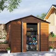 Brown Wood Effect Garden Storage Shed with Sliding Door Weather Resistant