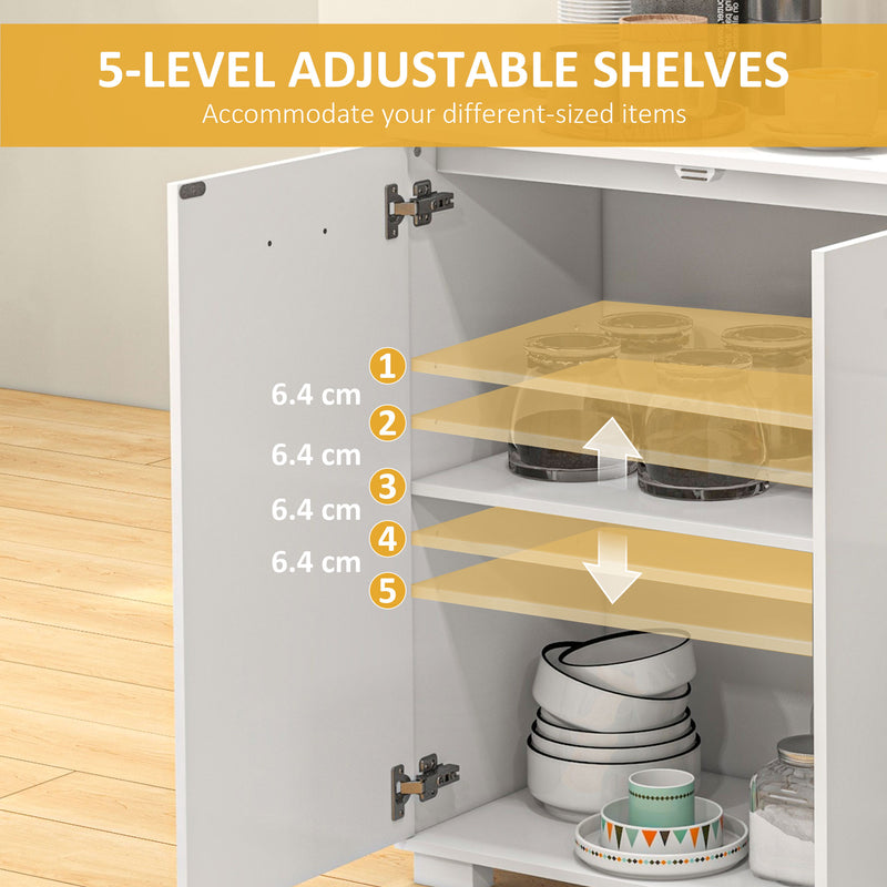 Modern Sideboard Storage Cabinet With Drawers and Adjustable Shelves for Kitchen White