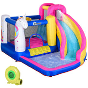 5 in 1 Kids Bouncy Castle with Slide and Blower for Outdoor Play Ages 3 to 8 Multicoloured AOSOM