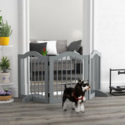 Freestanding Wooden Dog Gate with 3 Panels and Support Feet for Pet Safety, Light Grey