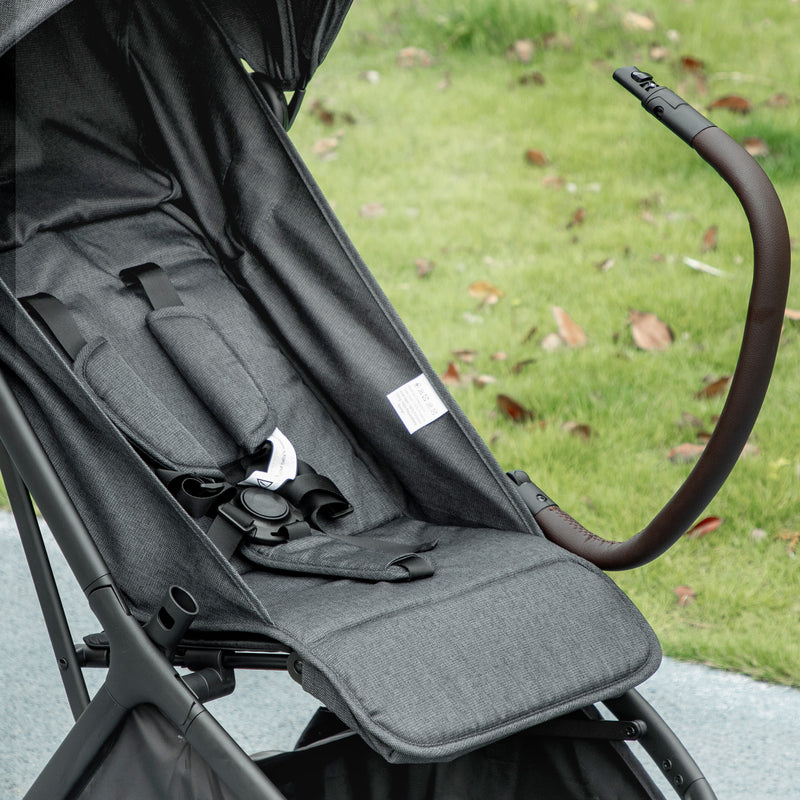 Lightweight Foldable Baby Stroller with Adjustable Seat and Canopy Ideal for Travel Dark Grey AOSOM