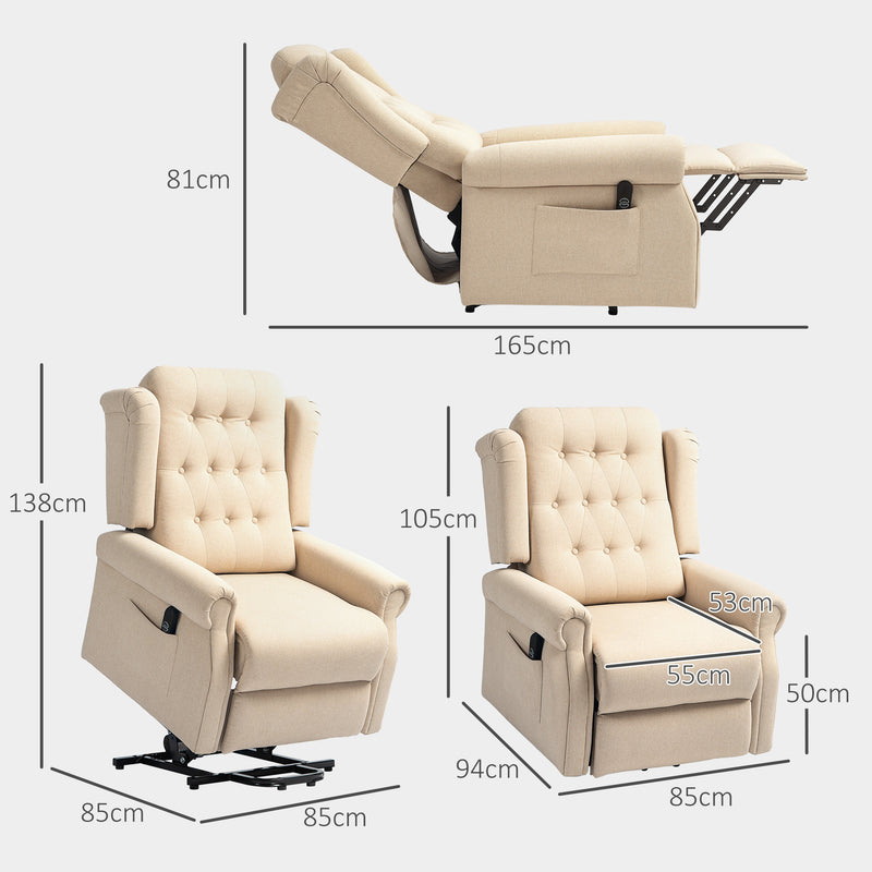 Beige 45 Degree Electric Riser and Recliner Armchair for Comfort and Support by HOMCOM