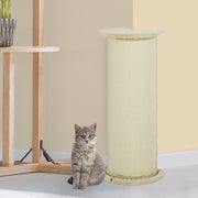 Tall Cat Scratching Post with Sisal Rope and Soft Plush Cover Anti Tip Design Beige