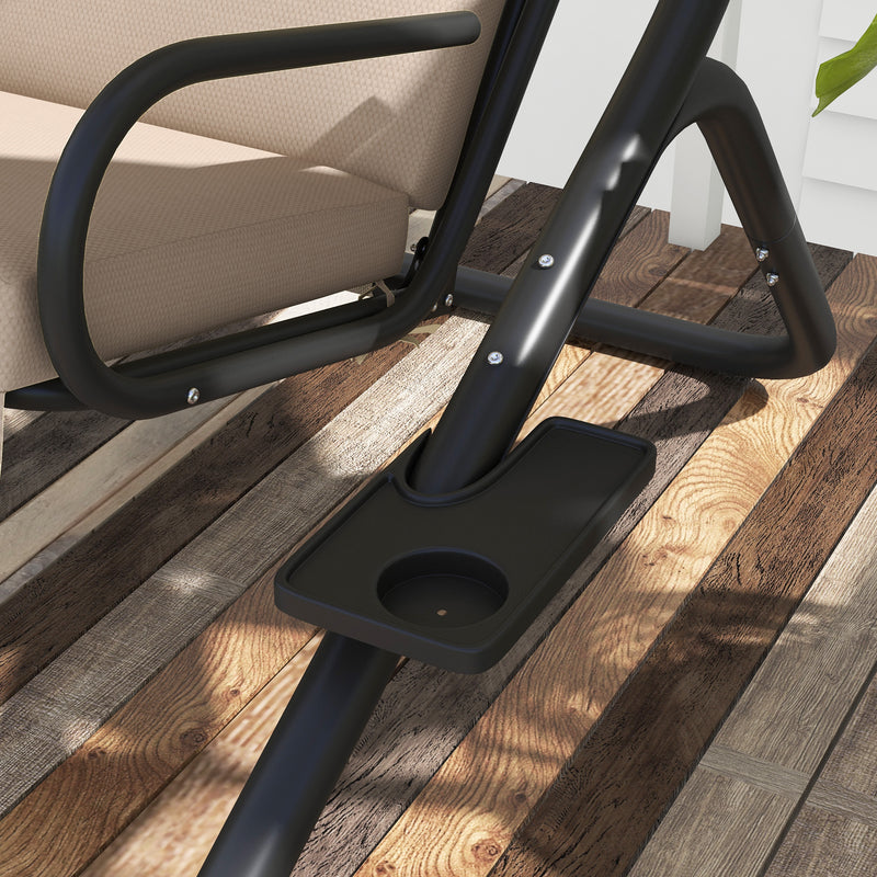 Beige 2 Seater Garden Swing Chair With Canopy Shade Ideal For Relaxing Outdoors