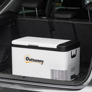 25L Portable Car Fridge Freezer With LED Light and Dual Power For Travel Campervan Grey AOSOM