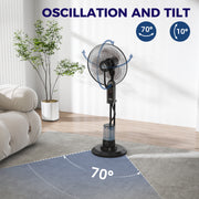 120cm Pedestal Misting Fan with 3 Speeds Oscillation Tilt Head and 3.2L Tank