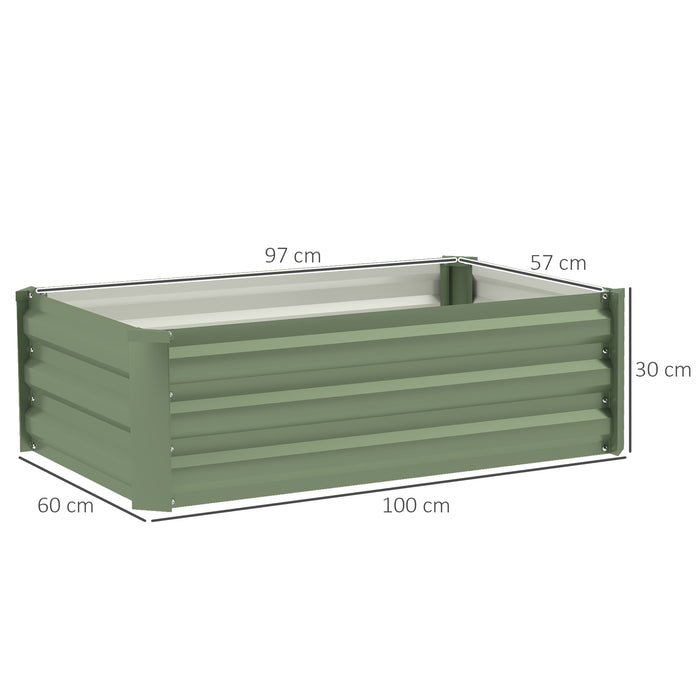 Set of Two Green Galvanised Steel Garden Planters 60 x 100cm by Outsunny