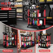 3 Tier Rolling Tool Cart With Wheels And Handles For Garage Or Workshop Use