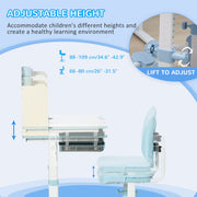 Kids Study Desk and Chair Set with Storage Shelves and Washable Cover for Ages 3 to 12, Blue