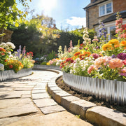 Metal Lawn Edging for Neat Garden Borders Flexible Rustproof Steel Silver Tone AOSOM