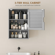 Wall Mounted Bathroom Cabinet With Adjustable Shelves For Compact Storage Grey AOSOM