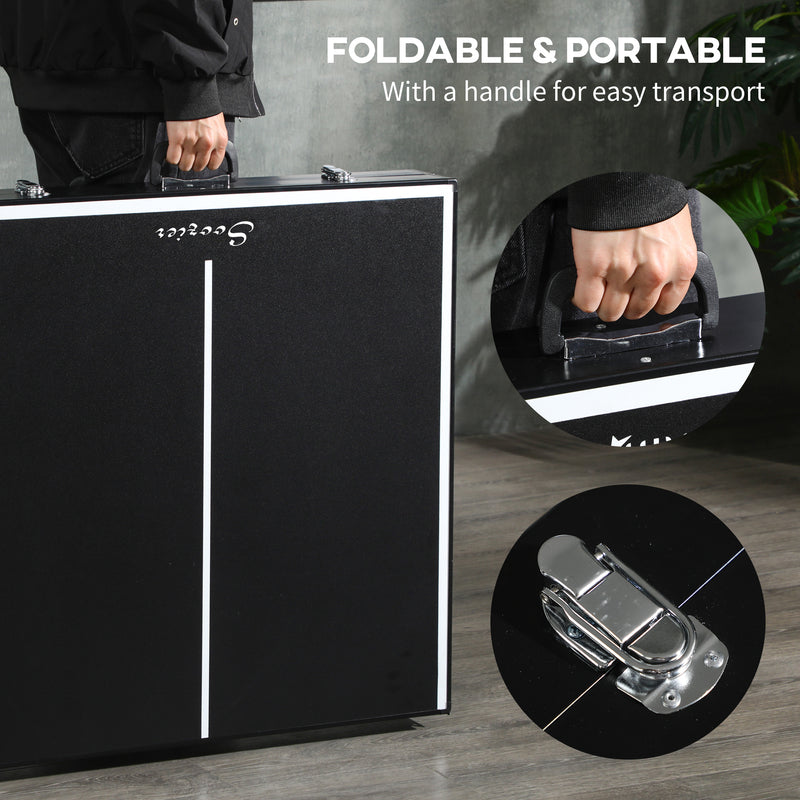 5ft Folding Table Tennis Set With Net Ideal For Indoor Or Outdoor Play Black AOSOM