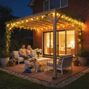 Wooden Lean To Pergola Kit With Concrete Anchors For Garden Patio Shade Light Brown AOSOM