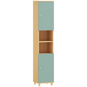 Bathroom Storage Cabinet With Adjustable Shelves and Open Display for Organising, Green AOSOM