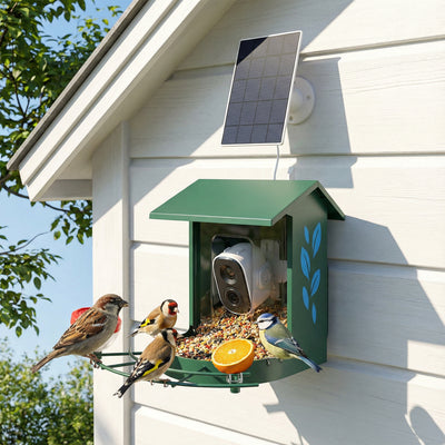 Smart Bird Feeder Camera with 2K HD Video and AI Species Recognition App Alerts Grey AOSOM