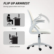 Ergonomic Mesh Office Chair With Lumbar Support And Flip Up Arms For Home Or Office White