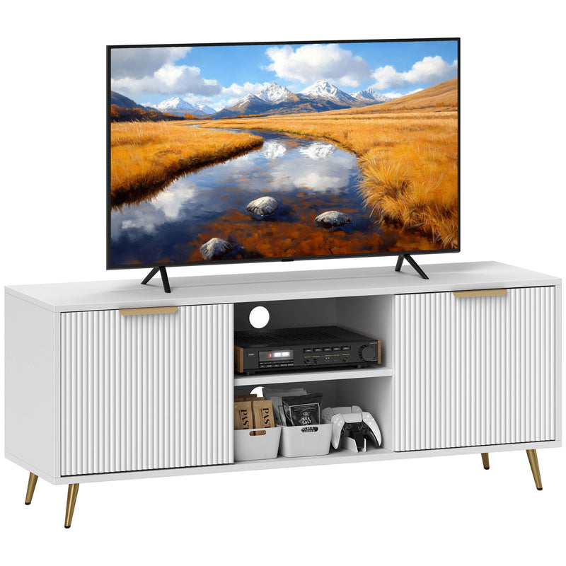 White TV Stand Cabinet for TVs up to 55 Inches with Shelves and Storage by HOMCOM