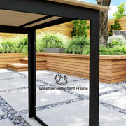 Rectangular 6 Seater Garden Dining Table with Slatted Top and Metal Frame in Teak by Outsunny