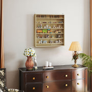 Oak Display Cabinet with Glass Doors and Six Shelves for Storage and Showcase by HOMCOM