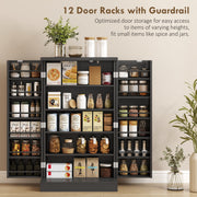 Freestanding Kitchen Pantry Cupboard With Adjustable Shelves For Extra Storage Black AOSOM