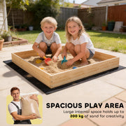 Wooden Sandpit With 360 Degree Digger for Creative Outdoor Play Ages 3 to 6 Natural Wood AOSOM