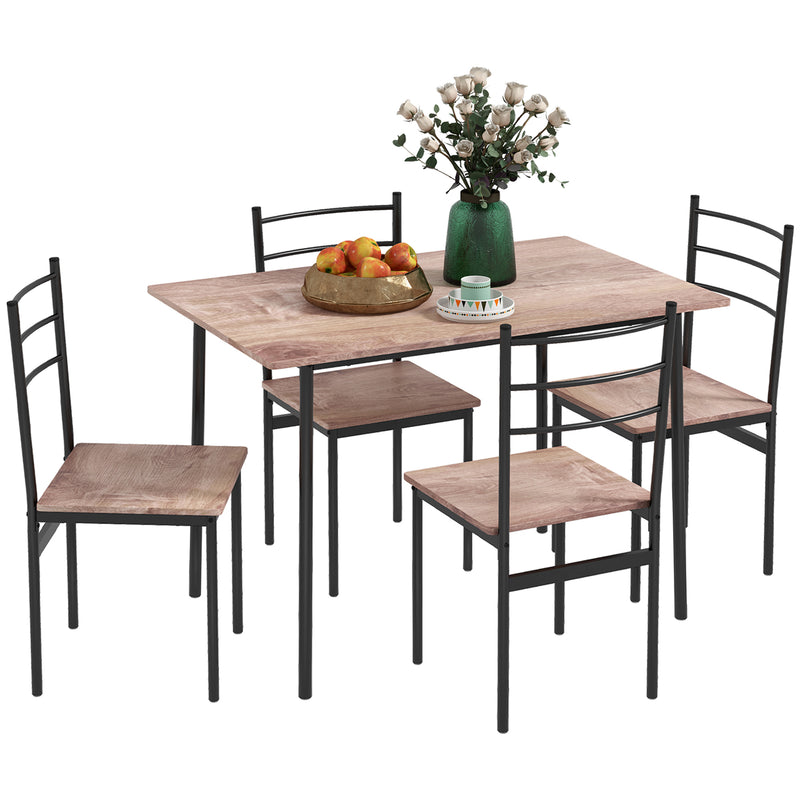 5 Piece Space Saving Dining Table and Chairs Set with Steel Frame for Small Kitchens Black