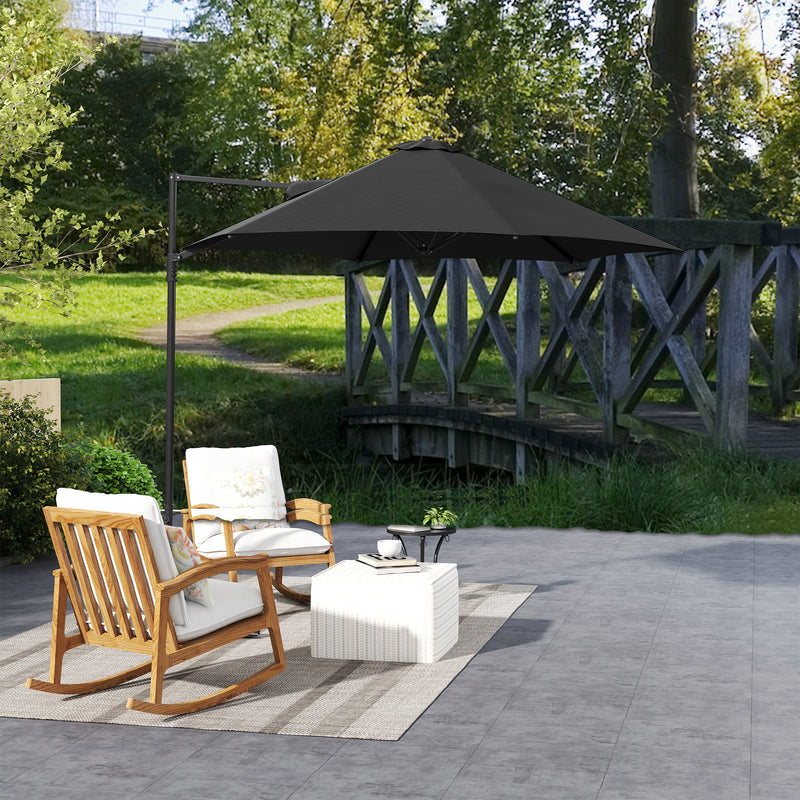 Black 2.5M Cantilever Garden Parasol with 360Â° Rotation and Cross Base by Outsunny