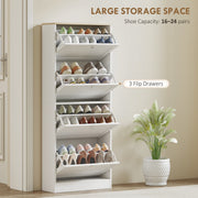 Tall Narrow Shoe Storage Cabinet For Hallway With Slim Space Saving Design, White