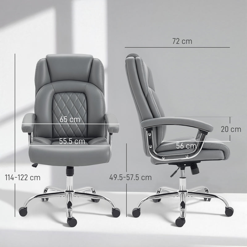 Heavy Duty Executive Office Chair with Spring Cushion Support PU Leather Grey