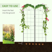 Set of 2 Metal Garden Trellis Panels With Sturdy Grid For Climbing Plants and Vines