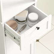 Tall White Bathroom Storage Cabinet With Tilt Out Laundry Basket For Organised Bathrooms