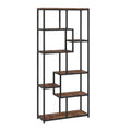 Seven Tier Geometric Bookcase With Open Shelves For Modern Home Storage Brown Black