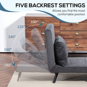 4 in 1 Single Sofa Bed Chair with Pillow Converts to Lounger or Bed Charcoal Grey