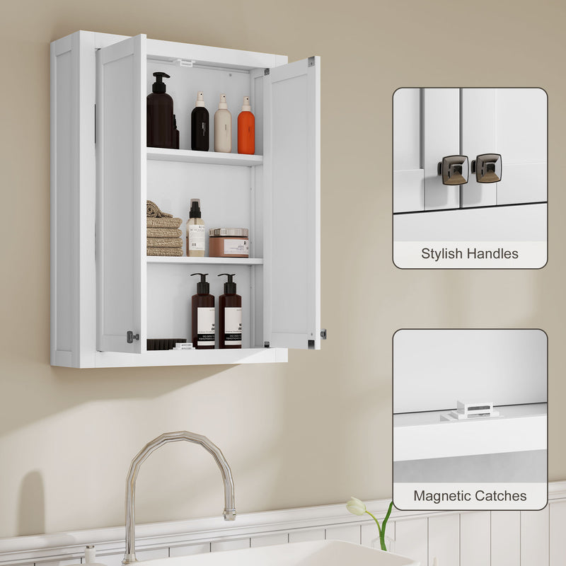 Wall Mounted Bathroom Cabinet With Adjustable Storage Shelves For Organised Spaces White