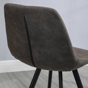 Set of 2 Vintage Bar Stools with Padded Quilted Seats and Steel Frame for Home Bar Dark Grey