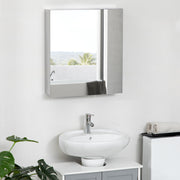 Wall Mounted Bathroom Mirror Cabinet With Storage Shelves And Hinged Door White