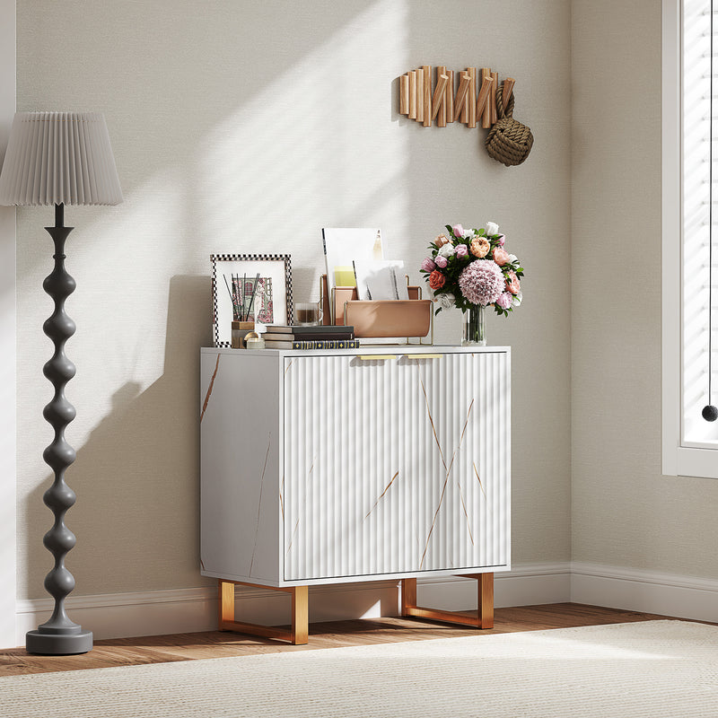 White and Gold Storage Sideboard with Elegant Design by HOMCOM