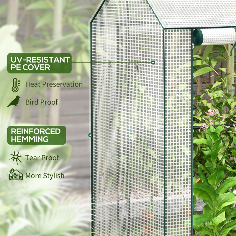 Mini Greenhouse With Roll Up Doors Ventilation And Reinforced Cover For Small Gardens Green AOSOM