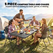 Folding Garden Table and 4 Chairs Set for Outdoor Dining and Easy Storage, Black Outsunny