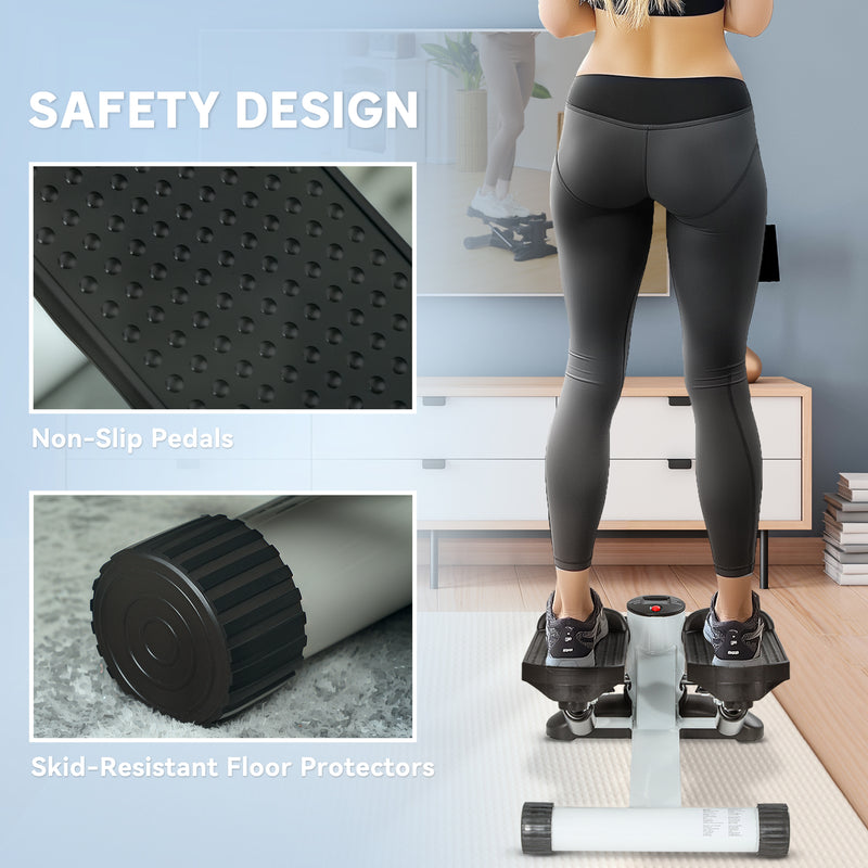 Mini Stepper Exercise Machine with LCD Display and Non Slip Pedals in White by Outsunny AOSOM