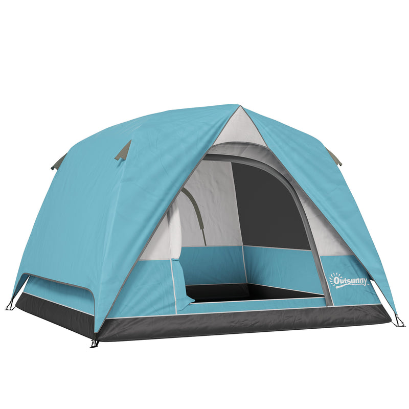 Dome Camping Tent for 3 People Quick Setup Waterproof Shelter with Mesh Windows Navy Blue