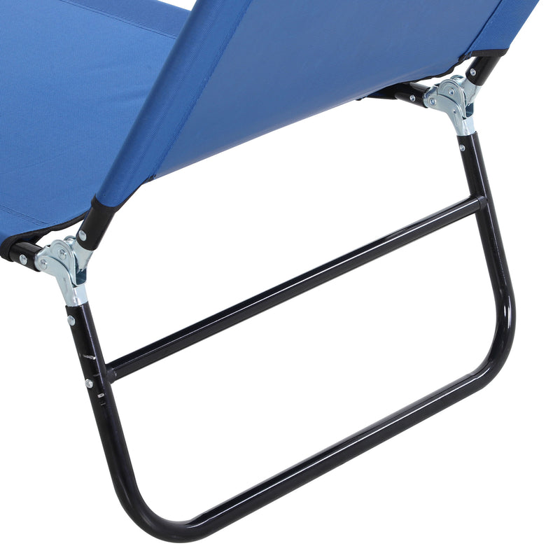 2 Piece Foldable Sun Loungers with Adjustable Backrest for Garden or Beach Use Blue