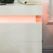 Set of 2 Bedside Tables with LED Lights and 4 Drawers Modern Storage Units White