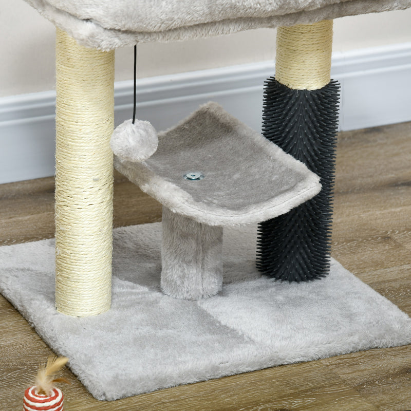Cat Tree Tower With Scratching Posts Bed Perch Self Groomer And Toy For Indoor Cats Grey